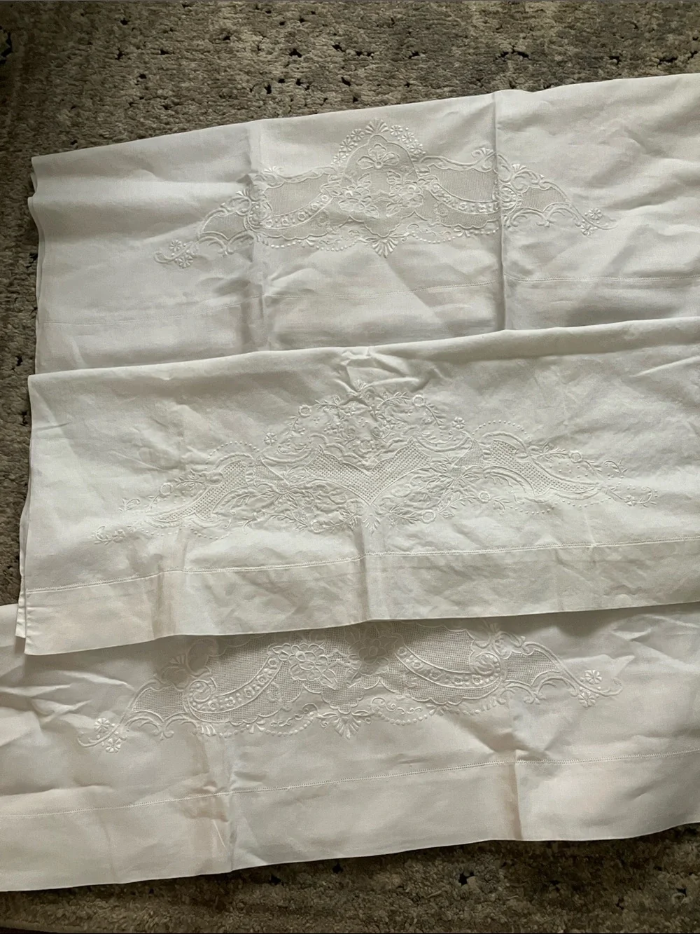 Embroidered Cotton Tea Towel/Dresser Scarf